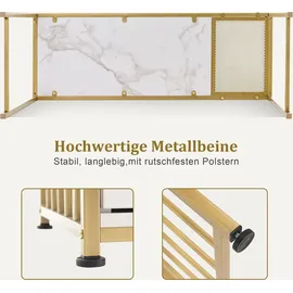 MCombo M MCombo Schminktisch ohne Spiegel Marmor-weiß Gold, Nageltisch aus Holz Metallgestell, Computertisch Wohnzimmer Mode...