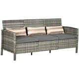 Outsunny Rattan Sofa 3-Sitzer grau