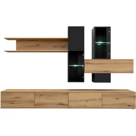 99rooms Roza Wohnwand Eiche Rustikal Schwarz