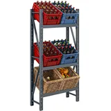 Homcom Getränkekistenregal für 6 Kisten, Getränkeregal mit 3 Verstellbaren Ebenen, Kistenregal, 80 x 30 x 160 cm, Küchenzubehör, Flaschenträger
