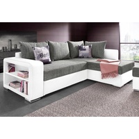 COLLECTION AB Ecksofa John mit Bettfunktion, Bettkasten und Regalarmteil grau