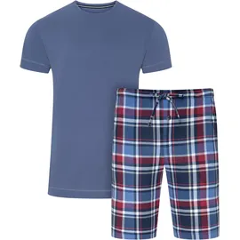 Jockey Shorty "Everyday", Herren, Gr. M, blau (blau check), Single Jersey, Obermaterial: 50% Baumwolle, 50% Modal, kariert, unifarben, bequem kurz, Rundhals, Homewear-Sets Shorty, Seitentaschen, Lockere Passform