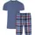 Jockey Shorty "Everyday", Herren, Gr. M, blau (blau check), Single Jersey, Obermaterial: 50% Baumwolle, 50% Modal, kariert, unifarben, bequem kurz, Rundhals, Homewear-Sets Shorty, Seitentaschen, Lockere Passform