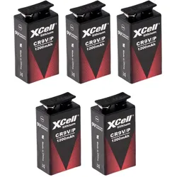 5x XCell Lithium 9V Block Hochleistungs- Batterien für Rauchmelder / Feuermelder - 10 Jahre Batterie Lebensdauer