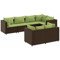 vidaXL 7-tlg Garten-Lounge-Set mit Kissen Braun Poly Rattan Modell 23