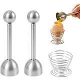 2 Stück Schalentrenner Und Eierablage Eieröffner Set Aus Edelstahl Eierköpfer Testsieger Mit Perfektes Küchenwerkzeug Für Rohe, Weiche Hartgekochte Eier Zeitersparnis, Langlebig Und Leicht Zu Reinigen