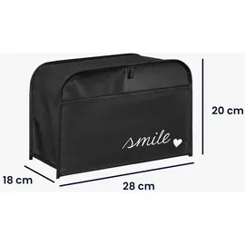 kwmobile Abdeckhaube für 2-Scheiben Toaster 19 x 20,3 x 28 cm Weiß Schwarz Smile Herz