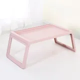 Faltbares Betttablett Mit Ladeanschluss, Schlichtes Design Mit Rillen Für Laptops Im Bett – Tragbarer Schreibtisch Für Schlafzimmer Und Studentenwohnheim, Rosa, 68 X 35,8 X 27,5 Cm