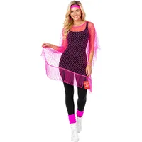 Fun Shack 80er Jahre Outfit Damen, 80er Jahre Kostüm mit Netz, Schlagermove Outfit Frauen, Faschingskostüme Damen, Karneval Kostüm Frau - Einheitsgröße