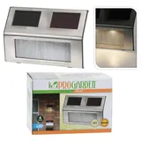 PROGARDEN 4-tlg. LED-Gartenleuchten-Set Solar Edelstahl