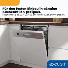 Exquisit EGSP56312-EB-030E Einbau-Geschirrspüler (teilintegrierbar, 598 mm, Silber)