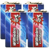 Wilhelm 4 x Wilhelm Lithium 9V Block Batterie Rauchmelder