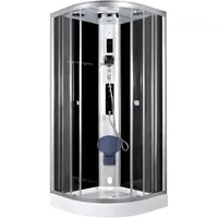 Marwell Steamy Komplettdusche mit Fronteinstieg 90 x 215 cm schwarz Einscheibensicherheitsglas