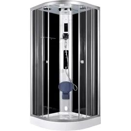 Marwell Steamy Komplettdusche mit Fronteinstieg 90 x 215 cm schwarz Einscheibensicherheitsglas