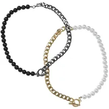 URBAN CLASSICS Half Pearl Exchangable Halskette 2 Einheiten Gold One Size