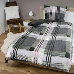 4tlg Cashmere Touch Karo Bettwäsche Garnitur Bettzeug135x200cm