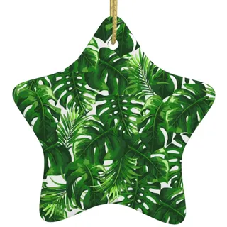 Monstera Deliciosa Bananenpalme, doppelseitig, Keramikhandwerk, Weihnachtsbaumschmuck, neues Zuhause, Weihnachtsdekoration für den Urlaub