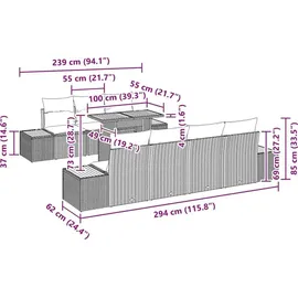 vidaXL Garten-Sofa-Set 8-tlg. Schwarz