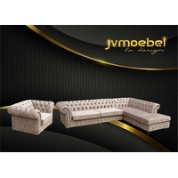 JVmoebel Ecksofa, Ecksofa Sofa Couch Polster Chesterfield Design Luxus Möbel Garnitur mit Sessel beige