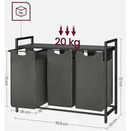 VASAGLE Wäschesortierer grau, schwarz