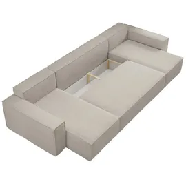 venasi Eckcouch U-Form mit Schlaffunktion und Bettkasten 3-Sitzer Beige