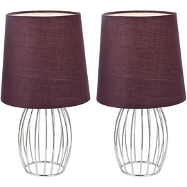 GLOBO Nachttischleuchte Textilschirm Lila 2 St.