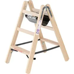 Stufen-Stehleiter Holz, beidseitig begehbar, 2x3 Stufen
