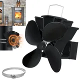 Yznahre Kaminventilator, Ofenventilator Ohne Strom, Kaminlüfter 4 Flügel Wärmebetrieben Leiser Energie Sparen Kamin Ventilator Stromlos- mit Metall Kombigurt, Stove Fan for Fireplace