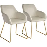 Tectake tectake® Esszimmerstuhl, gepolstert, in Samtoptik, durchgehende Lehne, 57 x 61 x 85,5 cm, Belastbarkeit 120 kg