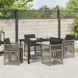 vidaXL Garten Essgruppe 5 pcs Grau Poly Rattan