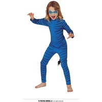 Fiestas GUiRCA Magische Blaue Katze Kinder Kostüm - Tigerin Kostüm Kinder ink. blau gestreifter Jumpsuit u. Schwanz - Alter 10-12 J.- Bengalischer Tiger Tier Kostüm Karneval, Fasching Kostüm Kinder