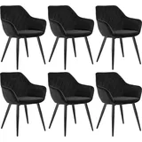 Woltu Esszimmerstühle 6er Set Küchenstühle Wohnzimmerstuhl Polsterstuhl Design Stuhl mit Rückenlehne, für Esszimmer, Küche, Wohnzimmer, Samt, schwarz BH153sz-6