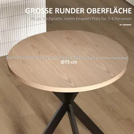 Homcom Küchentisch 75 x 75 x 75 cm rund braun