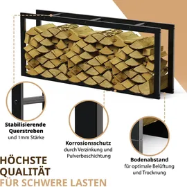 lawa living and lifestyle Kaminholzregal innen + außen Metall verzinkt 60x25x150 Schwarz Feuerholzregal Brennholzregal außen Stapelhilfe Kaminholz Kaminregal