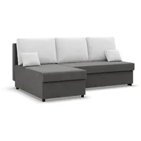 Mebligo Ecksofa, Grau, Weiß, Textil, 3-Sitzer, L-Form, 201x135 cm, Wohnzimmer, Sofas & Couches, Wohnlandschaften, Ecksofas