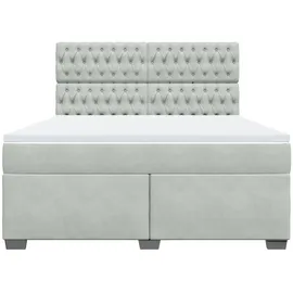 vidaXL Boxspringbett mit Matratze Hellgrau 180x200 cm Samt