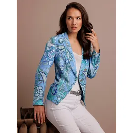 Creation L Premium Jackenblazer CREATION L PREMIUM "Seiden-Blazer", Damen, Gr. 46, himmelblau, eisblau, bedruckt, 100% Seide, Blazer