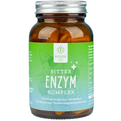 BitterLiebe Bitter Enzym* Komplex Kapseln mit 5 Verdauungsenzymen - gegen Blähungen - mit Papain, Lactase, Alpha-Amylase, Lipase und Protease - Monatspackung 1x 90 St