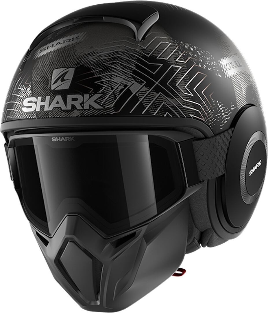 Shark Street-Drak Krull Jet Helm, zwart-grijs, XS