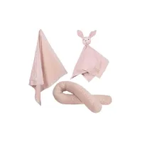 roba Geschenkset 'Lil Planet' rosa/mauve, Bio-Bettschlange, -Decke & -Schmusetuch