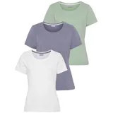 Eastwind T-Shirt Packung, 3er-Pack, 3 Stk. Kurzarm, hüftlang, für die Freizeit, aus Baumwolle, Gr. 44/46, hellgrün, lavendel, weiß, , 78093446-44