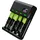 Green Cell VitalCharger Ladegerät + 2X AA 2000mAh + 2X AAA 800mAh für NI-MH AA AAA R6 R03 Mignon Akku. Mit Micro USB-C. 4-Kanal-Ladesystem - lädt ab 1 bis 4 AA oder AAA, LED-Signalisierung