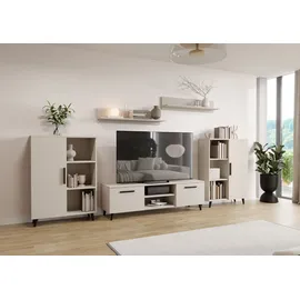 OEM Wohnwand Oslo 2 Kaschmir | 4-teiliges Set | Modern | Laminat | Skandinavisch