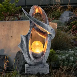 GLOBO Solarleuchte Glas Kunststoff 25,5x11x45 cm 1x LED 3000K warmweiß silber