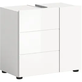 xonox.home Waschbeckenunterschrank Vira 60 x 57 x 34 cm Weiß Hochglanz