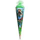 ROTH Motiv-Schultüte „Block Game“ 100 cm groß, 6-eckig, mit Tüllverschluss Spitze, XXL Zuckertüte zum Schulanfang
