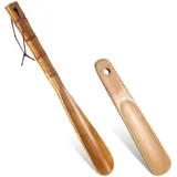 Prasacco 2-pack Schuhlöffel Lang,Schuhlöffel Holz Schuhanzieher Klein Schuhanzieher Brauner Aus Holz Kleiner Schuhheber Lang Shoe Horn Kurz Schuhhilfe für Männer Frauen Schwangerschaft(Lang,Kurz) - M