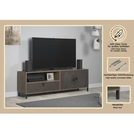 Home Affaire Fusion Lowboard 183 cm Braun Holz/Kunststoff/Metall/MDF