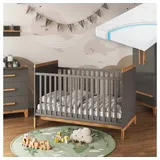 VitaliSpa Babybett Malia, Grau/Artisan, 70x140 cm mit Matratze, Vitalispa