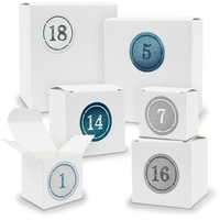 Adventskalender zum Füllen 24x Quader Würfel gemischt WEISS + Sticker (V01 Z01)